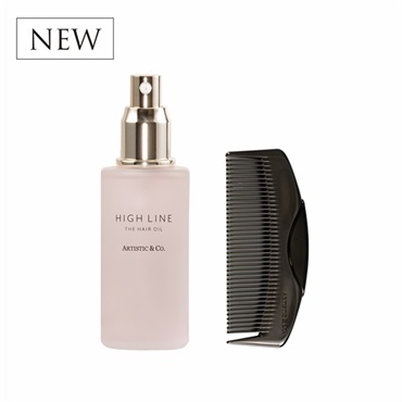 ハイライン ザ ヘアコーム × ヘアオイルセット（専用ボックス付）/ 半月コーム：ブラック