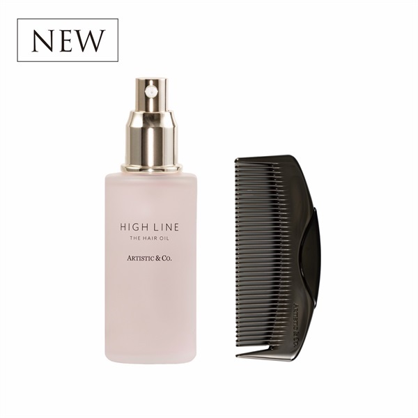ハイライン ザ ヘアコーム × ヘアオイルセット（専用ボックス付）/ 半月コーム：ブラック