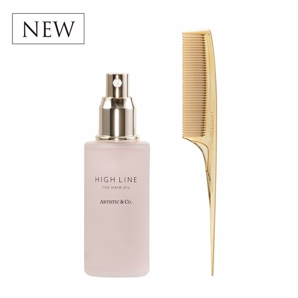 ハイライン ザ ヘアコーム × ヘアオイルセット（専用ボックス付）/ テールコーム：ゴールド